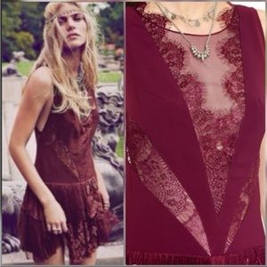 Free People NWT burgundy slip dress Sz S